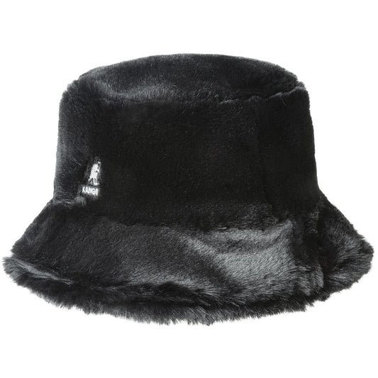 Kangol Faux Fur Bucket Hat - Solid Black