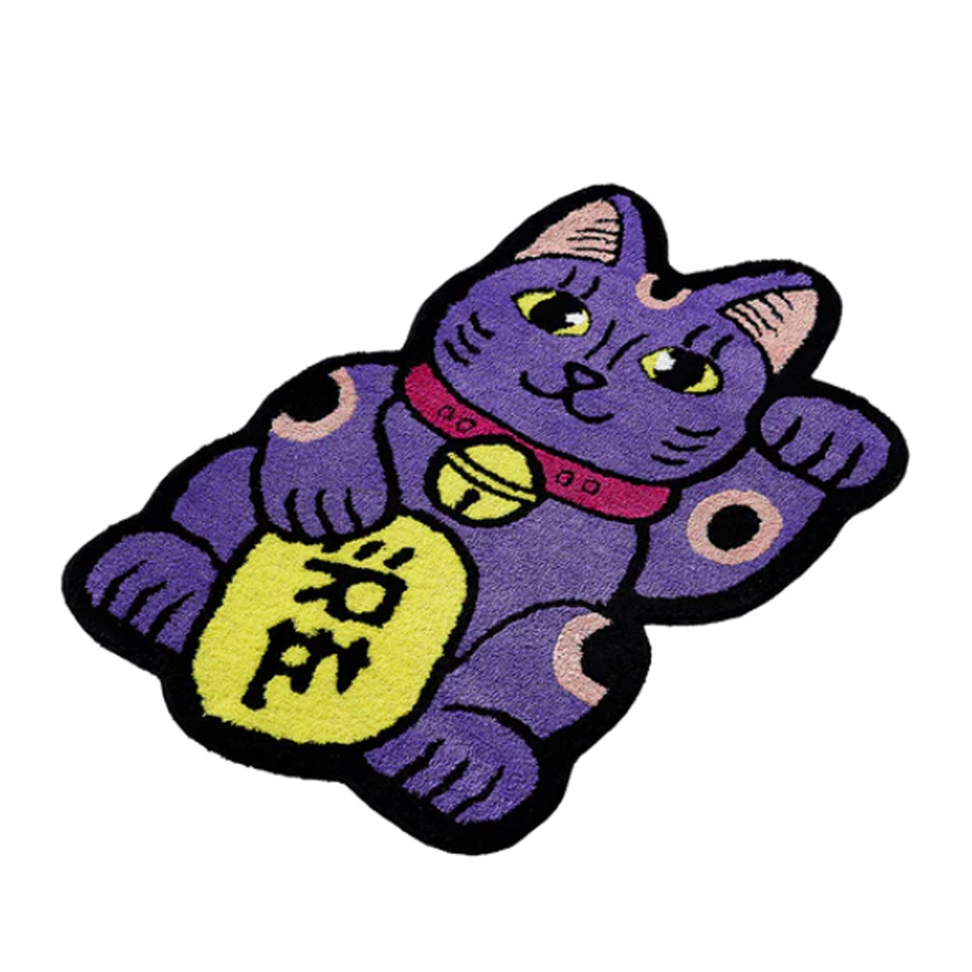 Raw Emotions Lucky Cat Rug Purple