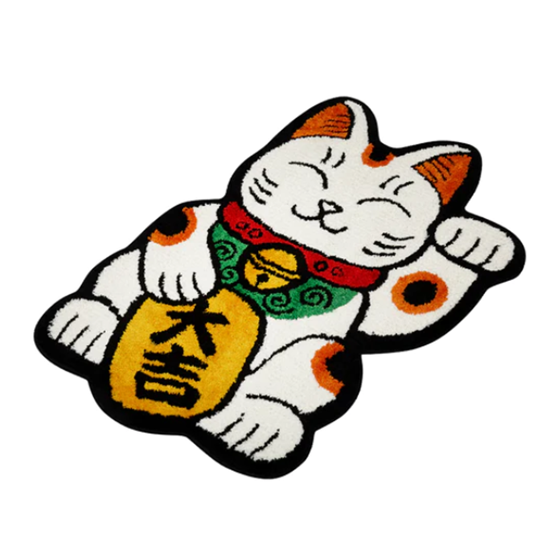 Raw Emotions Lucky Cat Rug White